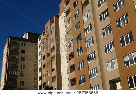 Modern Condominium Building Real Etate In City With Blue Sky