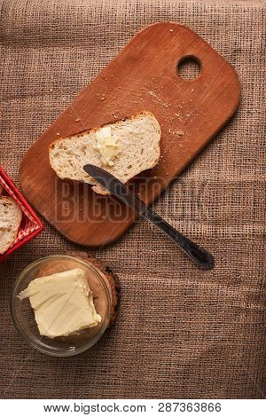 Breads And Butter Concept Of Teasty Home Food Close Up On Table