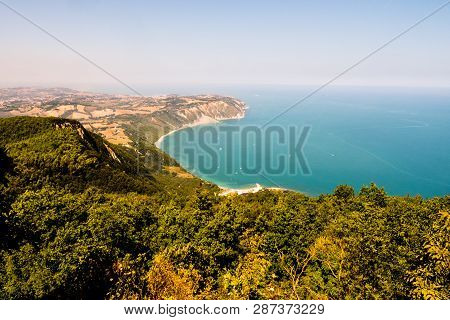 Mezzavalle Beach Seen From The Top Of Monte Conero, Italy