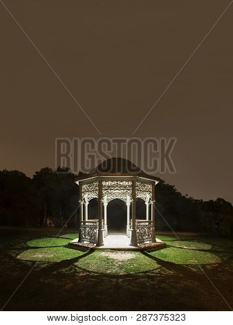Calssical Pavilion In Public Park At Night