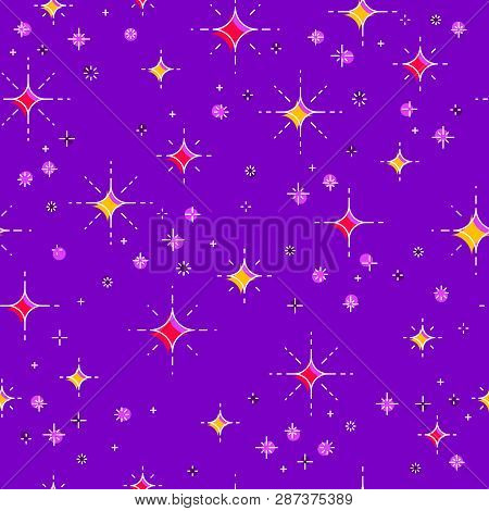 Space Seamless Background With Stars, Undiscovered Galaxy Cosmic Fantastic And Interesting Textile F