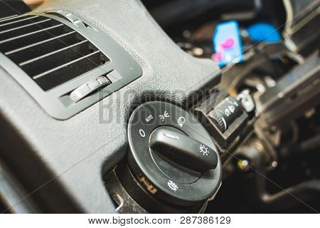 Dismantled Car Interior For The Reparing A Dasboard