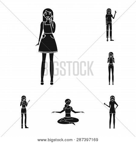 Isolated Object Of Emotions And Female Sign. Set Of Emotions And Body Vector Icon For Stock.