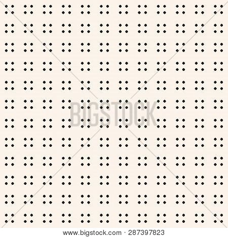 Vector Minimalist Polka Dot Seamless Pattern. Subtle Black And White Geometric Background. Minimal M