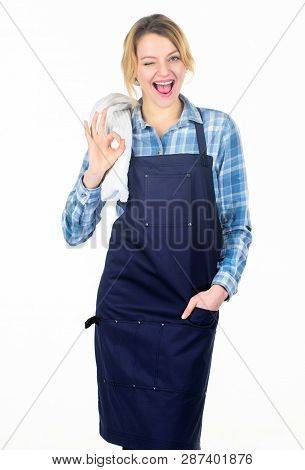 Cooking Meat In Park. Barbecue Master. Woman Checkered Shirt And Apron For Cooking White Background.
