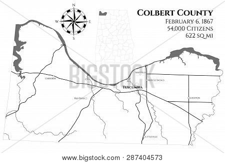 Large And Detailed Map Of Colbert County In Alabama, Usa
