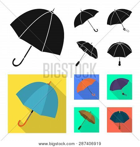 Vector Illustration Of Protection And Closed Symbol. Collection Of Protection And Rainy Stock Symbol