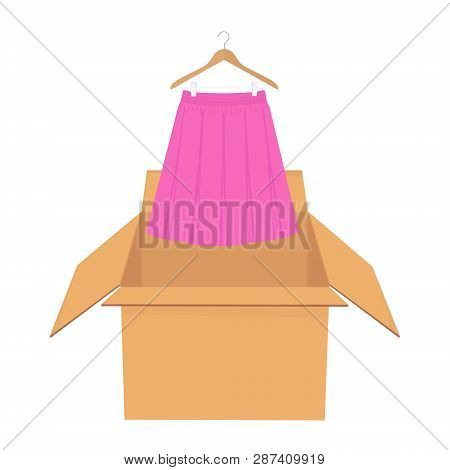 Pink Elegant Skirt On Hanger. Shopping Sale Concept.