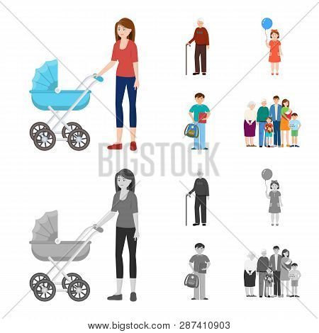 Isolated Object Of Character And Avatar  Icon. Set Of Character And Portrait Vector Icon For Stock.