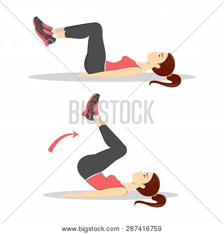 Woman Doing Crunches In The Gym. Belly Burn