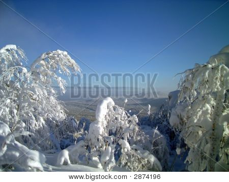 在山脉、 森林、 岩石、 森林、 天空雪冬