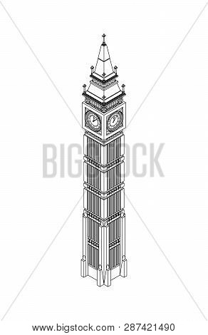 Isometric Highly Detailed Big Ben Tower. Vector Illustration.