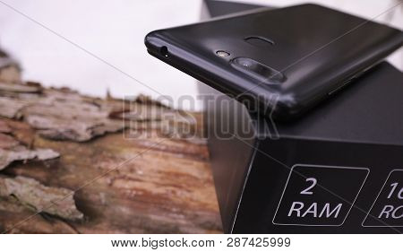 Modern Mobile Phone With Large Screen, Close-up And Assembly Details