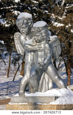 Yessentuki,russia -  January 29; 2012:sculpture Of Angels In The Popular Resort Park  In Yessentuki;