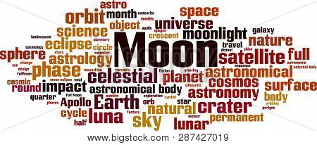 Moon Word Cloud Concept. Vector Illustration On White