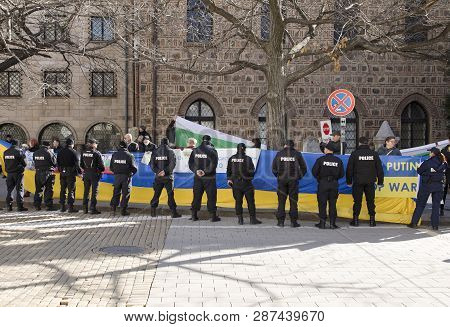 Sofia, Bulgaria - March 04, 2019: Citizens, Mostly Of Ukrainian Origin, Gathered In Front Of The Pre