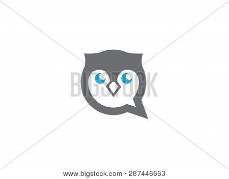 Owl Head And Face In A Chat Icon For Logo Design