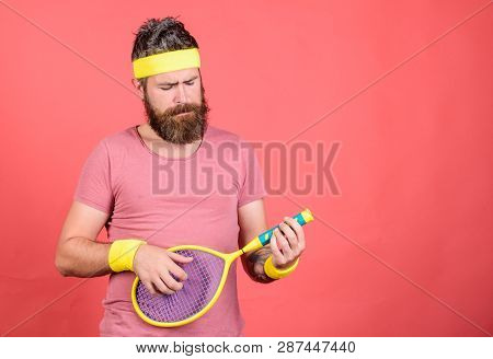 Tennis Player Vintage Fashion. Tennis Sport And Entertainment. Man Bearded Hipster Wear Sport Outfit