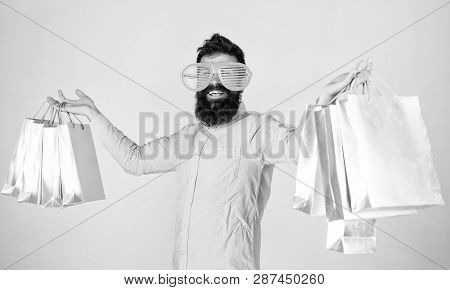 Shopping On Black Friday. Happy Shopping With Bunch Paper Bags. Shopping Addicted Consumer. Profitab