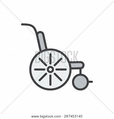 Wheel Chair Line Icon On Background For Graphic And Web Design. Simple Vector Sign. Internet Concept
