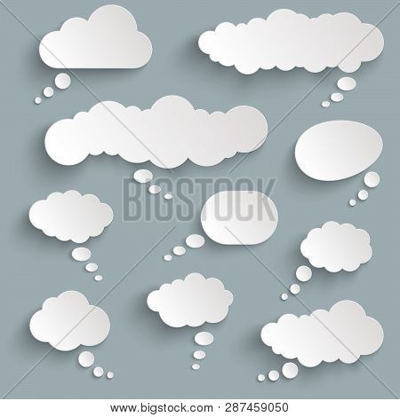 Illustration Of Thought Bubbles With Shadow Looking Like Stickers