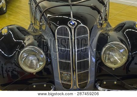 Moscow, Russia - November 10, 2018:  Classic Radiator Grille For Bmw Cars. Bmw 327 Coupe Car (made I