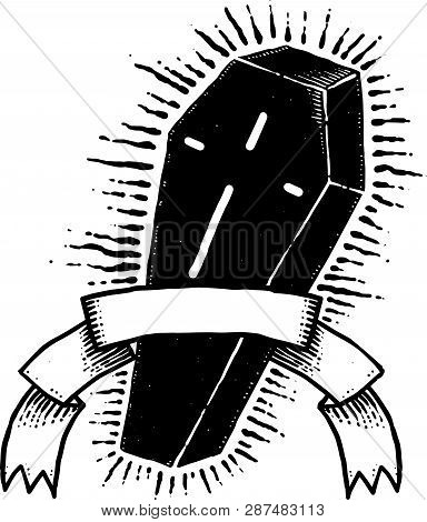 Black And White Coffin Art Design Illustration