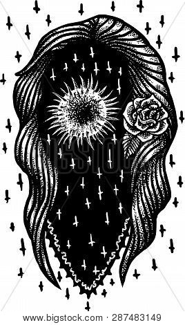 Black Dead Girl Face Art Design Illustration