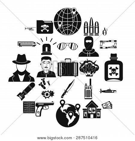 Antiterror Icons Set. Simple Set Of 25 Antiterror Icons For Web Isolated On White Background