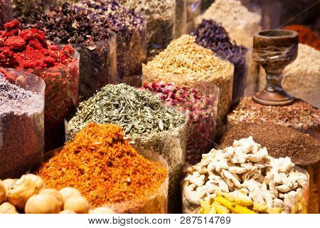 arabic Spices at the market Souk Madinat Jumeirah in Dubai, UAE 