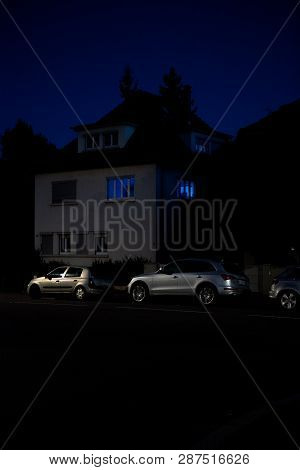 Strasbourg, France - Oct 13, 2018: Luxury House In Central Strasbourg With Audi And Renault Cars Par