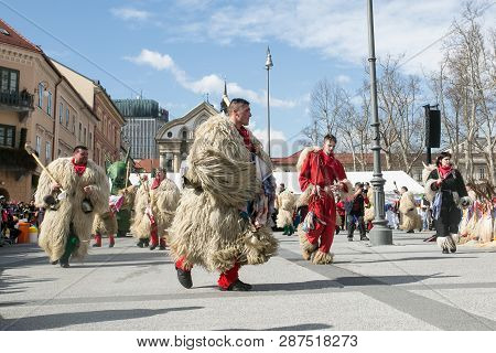 Ljubljana, Slovenia / Slovenia - February 02 2019: Carnival In Slovenia With Some Traditional Sloven
