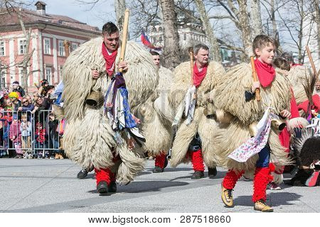 Ljubljana, Slovenia / Slovenia - February 02 2019: Carnival In Slovenia With Some Traditional Sloven