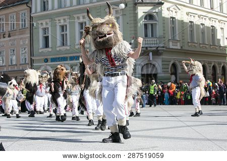 Ljubljana, Slovenia / Slovenia - February 02 2019: Carnival In Slovenia With Some Traditional Sloven