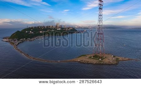 Marine Landscape With Views Of The Cape Egersheld A Scythe And Tokarevskaya Cat. Vladivostok, Russia
