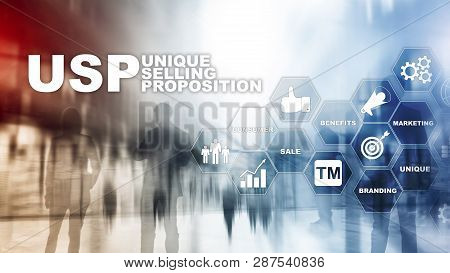 Ups - Unique Selling Propositions. Business And Finance Concept On A Virtual Structured Screen. Mixe