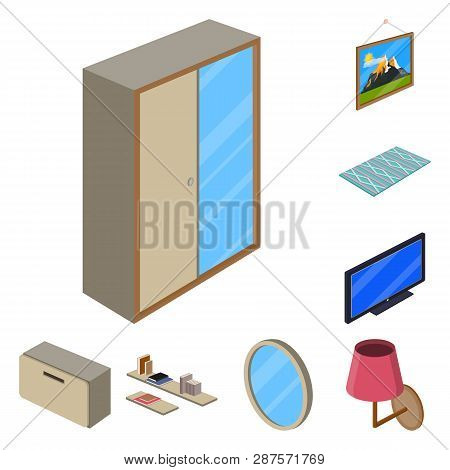 Vector Design Of Bedroom And Room Symbol. Collection Of Bedroom And Furniture Stock Symbol For Web.