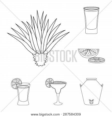 Vector Illustration Of Mexico And Tequila Symbol. Set Of Mexico And Fiesta Vector Icon For Stock.