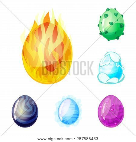 Vector Illustration Of Dinosaur  And Magic  Logo. Set Of Dinosaur  And Fantasy Stock Symbol For Web.