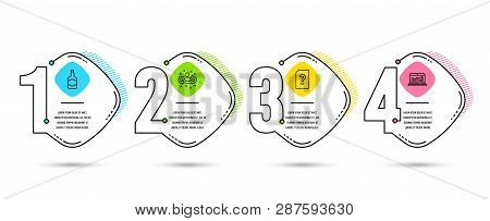 Infographic Template 4 Options Or Steps. Set Of Whiskey Bottle, Unknown File And Recruitment Icons. 