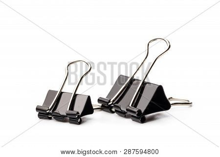 Black Paper Clips Isolated On White Background