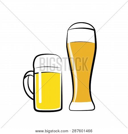 A Glass Of Pils And Wheat Beer Isolated On A White Background Vector Illustration Eps10