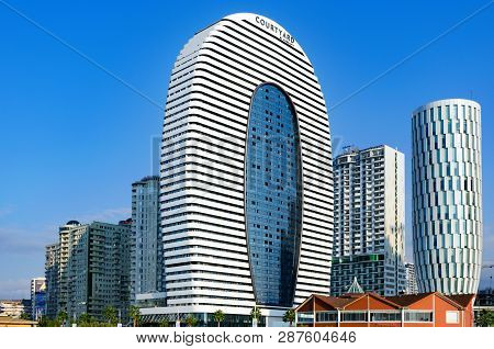 Batumi, Georgia, 2018-10-10: First Marriott Courtyard International Hotel In City. Marriot Hotel Bui