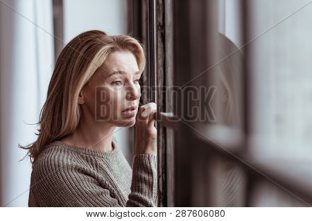 Woman Feeling Concerned Seeing Husband With Other Woman
