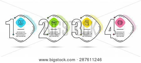 Infographic Timeline Set Of Quickstart Guide, Developers Chat And Smartphone Payment Icons. Smartpho