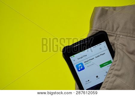 Bekasi, West Java, Indonesia. March 6, 2019 : Music Player - Audio Player Dev Application On Smartph