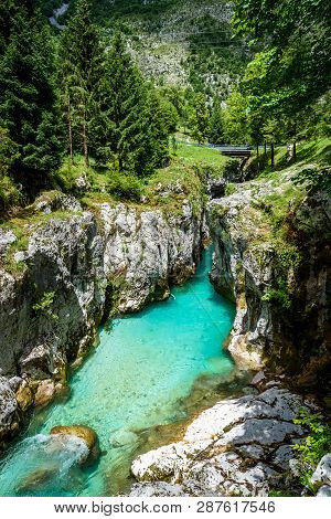 Velika Korita Or Great Canyon Of Soca River, Bovec, Slovenia.