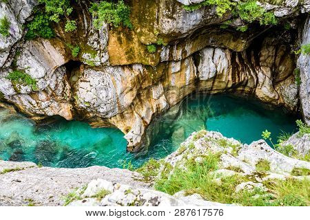 Velika Korita Or Great Canyon Of Soca River, Bovec, Slovenia.