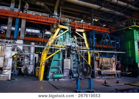 Large Pressing Machine In The Industrial Shop Forging Plant. Press, Machine For Stamping Iron And Ca
