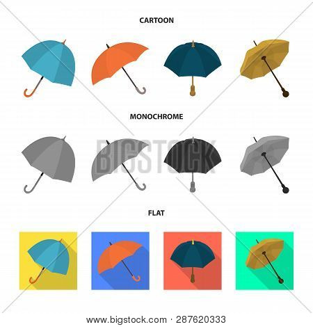 Vector Illustration Of Protection And Closed Symbol. Set Of Protection And Rainy Vector Icon For Sto